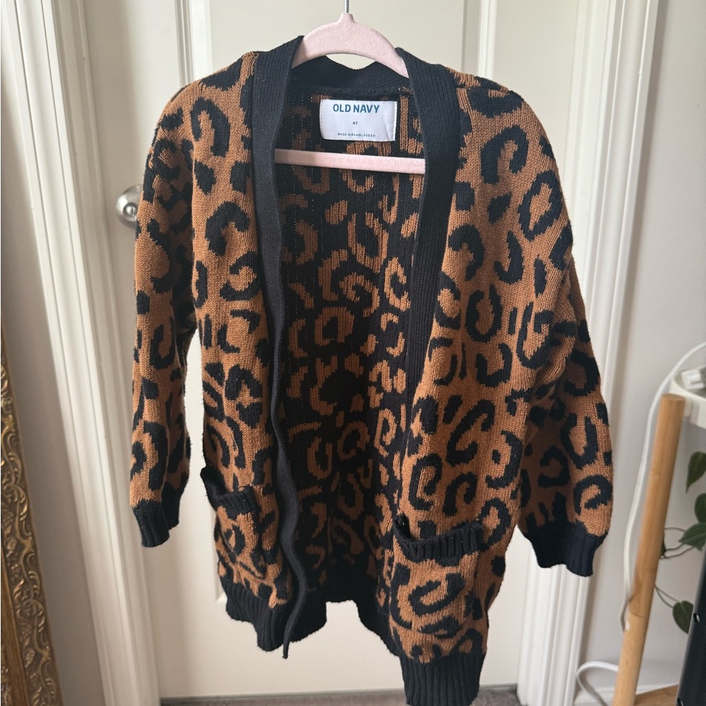 Old Navy Animal Print Cardigan in Black and Brown